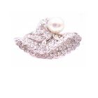 victorian Cap Brooch Fully Embedded with Crystals & Confetti Pearl