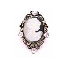 Buy Her Gift On Her Special Mother Day Cameo Brooch w/ Clear Crystals