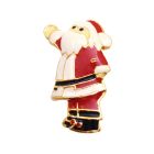 Whimsical Red Glittery Santa Clause Gold Brooch Pin Best Gift For Xmas