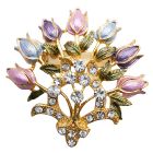 Enamel Floral Lotus Brooch Pin Very Fancy Detailed and Colorful Floral Pin Lotus Bouquet Brooch