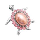 Adorable Turtle Brooches & Pin Flat Body Pink with Pink Crystals