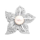 Brilliant Prong Set Clear Round Rhinestone Embedded Each Five Petals Brooch