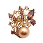 Bronze Pearl Prom Flower Girl Bridesmaid Jewelry Holiday Gift Smoked Topay Gold Plated Brooch