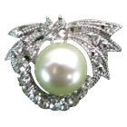 Cute Round Brooch with Pearl At Center Purse Brooch