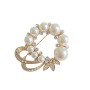 Elegant Formal Dress Gold Plated Brooch with Pearls & CZ