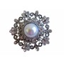 Designer Victorian Round Brooch White Pearl with Simulated Diamond