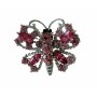 Sparkling Pink Crystals Butterfly in Silver Casting Brooch Pin