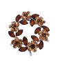 Topaz Brown with Brown Enamel Flower Crystals Brooch Pin