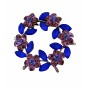 Crystals Flower Amethyst Blue Crystals Round Brooch
