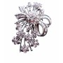Dainty Brooch with Tiny Flowers Decorated Simulated Diamond CZ