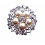 Ivory Pearls with Cubic Zircon Nest Style Sparkling Bridal Brooch