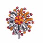 Fall Colors Fire Opal & Siam Red Crystals Oxidized Brooch