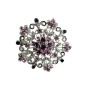 Round Brooch Sparkling Amethyst Light Dark Crystals Swirly Jewelry