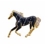 Gold Tone Studded Horse with Black Painted Silver Stripes Brooch