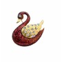 Gold Plated Red Duck Animal Brooch with Gold Wings Decorated CZ
