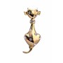 Gold Pussy Cat with Cubic Zircon on the Body of the Cat Brooch