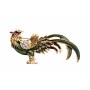Gold Plated Animal Rooster Olivine Green with Cubic Zircon Brooch