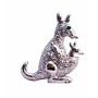 Silver Casting Fully Embedded with Cubic Zircon Kangaroo Animal Brooch