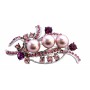 Artistic Jewelry Rose Pearls & Rose Crystals Silver Bridal Brooch