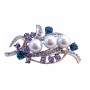 Blue Pearls & Aquamarine Crystals Silver Bridal Dress Brooch