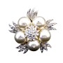 Ivory Pearls Pearls Wedding Brooch with Sparkling Simulated Diamond