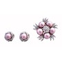 Powder Rose Pearls Diamante Brooch with Earrings Jewelry