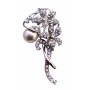 Simulated Diamond sparkling Flowers 10mm White Pearls Vintage Brooch