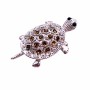 Silver Casting Turtle Tag Brooch Pin & Pendant in Smoked Topaz Crystal