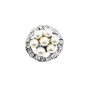 Round Pearl Vintage Brooch Surrounded Simulated Diamond Silver Plated