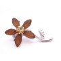 Smoked Topaz Flower with Silver Stem Brooch Pin Vintage Jewel