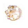 Round Wedding Cake Gold Brooch Flower & Diamante Stud & Pearls