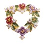 Heart Shaped Brooch Color Enamel Flower Valentine Cake Bouquet Brooch
