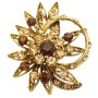 Decorated Ring Shaped Flower Smoked Topaz & Colorado Crystals Brooch