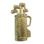 Vintage Shiny Gold Tone Golf Bag Brooch w/ Golf Clubs Pin Brooch Gift