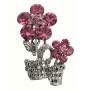 Magnificient Stunning Pink Crystals Rose Vase Brooch Bridal Gift Pin