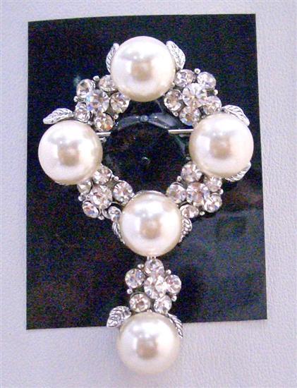 Bridal Wedding Brooch Cake Brooch Pearls Simulated Diamond Dangling 2 
