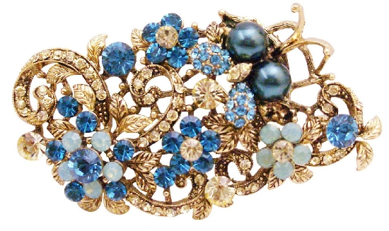 Exquisite Marvelous Brooch Indicolite Jonquil Crystals Boquet Brooch :  brooches jonquil wedding brooch bridal brooch