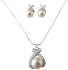 Bridal Affordable Cheap Jewelry Set Under $15 Genuine Swarovski Ivory Pearls 10mm Pendant Earrings Jewelry Set