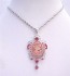 Rose Pink Sparkling Crystals Victorian Lady Cameo Pendant Necklace w/ Dangling Necklace