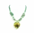 Green Tiny Beads Necklace & Jade Nugget Holding Glass Heart Pendant Necklace