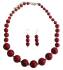 Handcrafted Coral Red Round Faceted Bead Custom Jewelry Necklace Set w/ Silver Spacing 