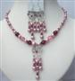 Sterling Silver Pearls & Crystals Jewelry Rose Powder Pearls Rose Pink & Fuchsia Crystal Necklaces & Earrings