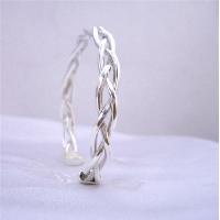 Interwoven Three Layer Sterling Silver 92.5 Cuff Bracelet Plait Designed Genuine Sterling Silver Bracelet