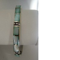 Sterling Silver 92.5 Engraved Mop Shell Bracelet