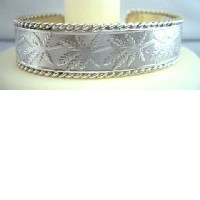 Self Designed Genuine Sterling Silver Cuff Bracelet w/ Border Designed Sterling 92.5 Bracelet