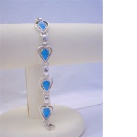 Turquoise Tear Drop Inlaid Stone Genuine Sterling Silver 92.5 Bracelet