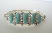 Green Turquoise Celtic Knot Sterling Silver 92.5 Bangle Bracelet 