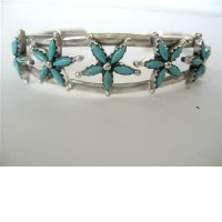 Genuine Sterling 92.5 Bracelet w/ Turquoise Designe Silver Cuff Bracelet 