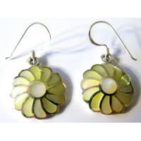 Leamon Mother of Pearls Inlay 925 Sterling Silver Earrings w/ Mother Of Pearls Flower Earrings  