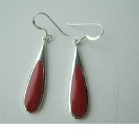 Sterling Silver Red Coral Earrings Sterling 92.5 Earrings 